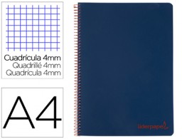 Cuaderno espiral Liderpapel Wonder A4 tapa plástico 80h 90g c/5mm. color azul marino